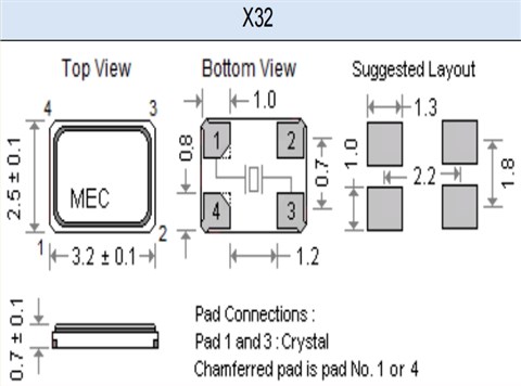 X32石英晶體,X32-25.000-16-30-30X-20R,臺灣瑪居禮晶振,25MHZ